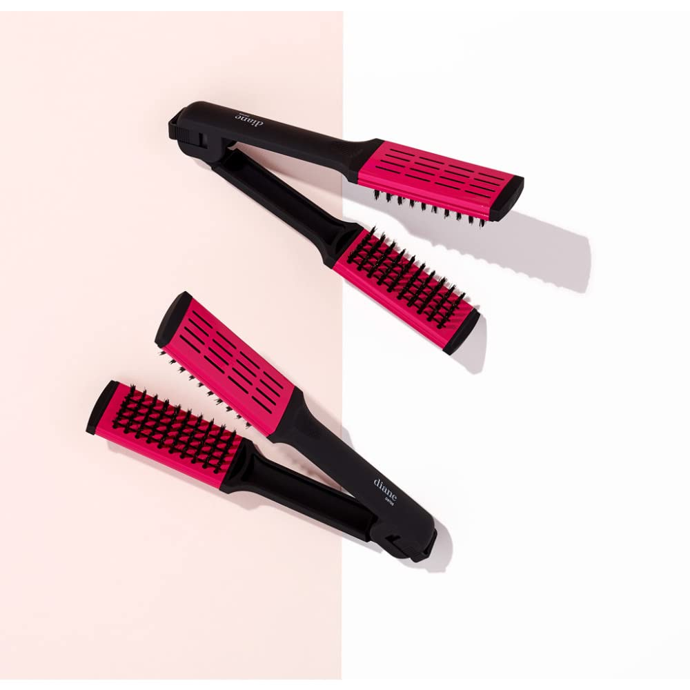 Diane Ceramic Straightening Brush with Nylon Bristles for Smoothing and Styling Thick Coarse Hair, Double-Sided Hair Straightener Brush - Image 6