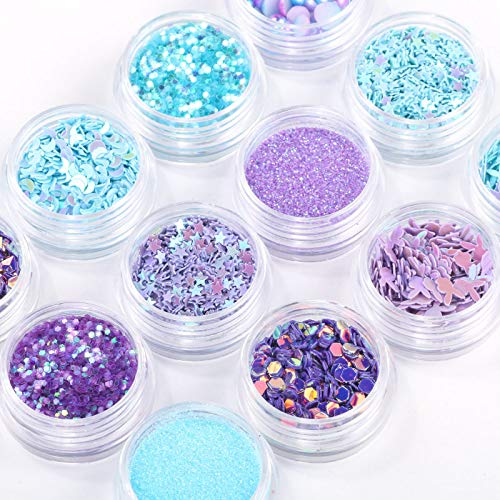 Minejin Nail Art Glitter Decoration Paillette Powder Dust Sequins Tips 12 Pots - Image 3
