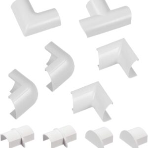 D-Line Medium Cable Raceway Accessory Pack, Join 1.18in x 0.59in Cord Cover Lengths, 10 Accessories Included, Hide Cords Around a Variety of Angles - White