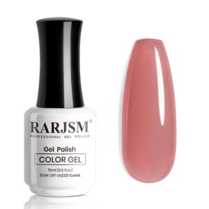 RARJSM Nude Gel Nail Polish Dark Pink Neutral Skin Tone Sheer Jelly Gel Polish 1PC 15ml Single Bottle Cream Transparent Pink Nail Gel Polish Soak off UV LED Cured for Home Salon DIY Manicure