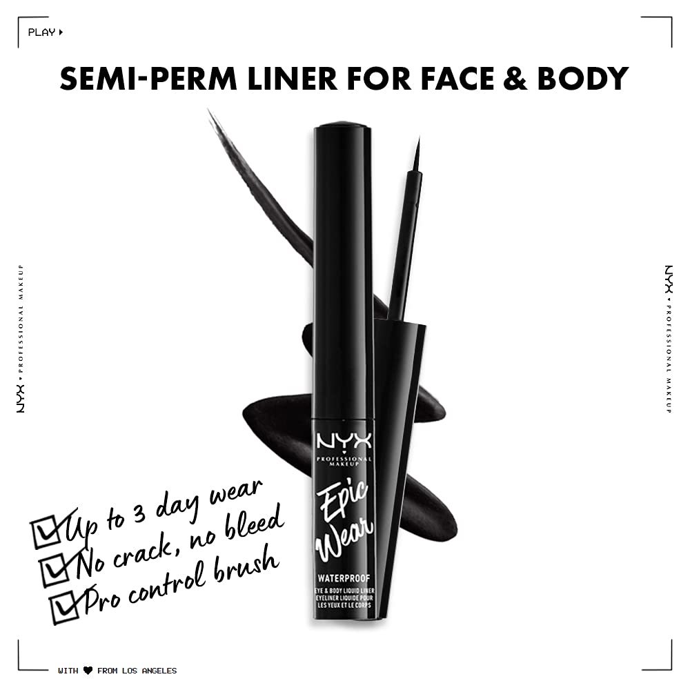 NYX PROFESSIONAL MAKEUP Epic Wear Liquid Liner, Long-Lasting Waterproof Eyeliner - Black - Image 3