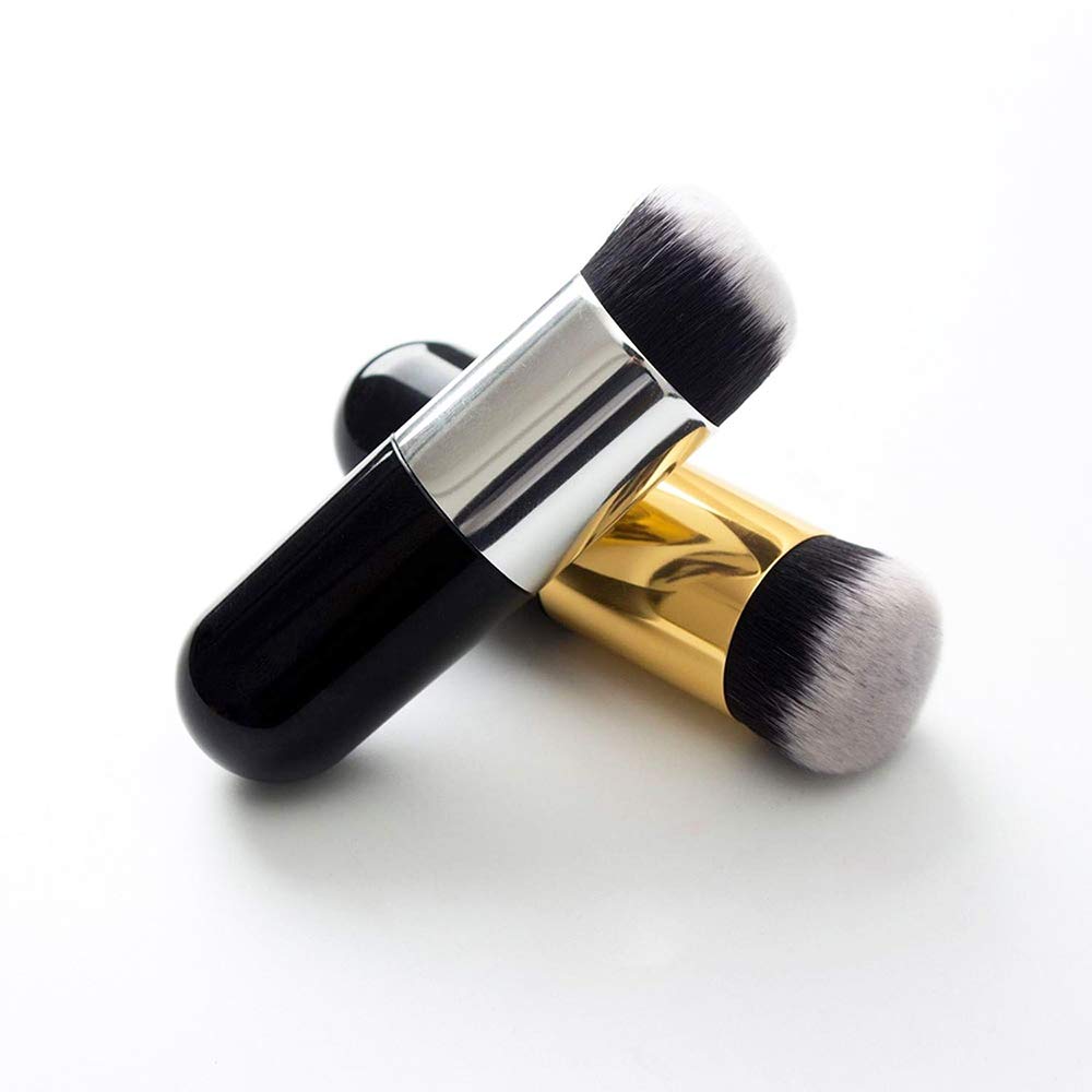 2 Pieces Foundation Brush, Chubby Makeup Brush, Suit For Blending Liquid, Cream or Flawless Powder Cosmetics(Golden & Silver) - Image 7
