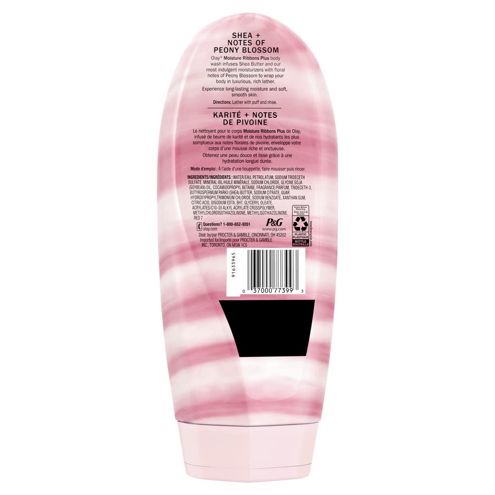 Olay Body Wash for Women, Moisture Ribbons Plus, Deep Conditioning & Moisturizing Formula, Long Lasting Smooth Soft Skin, For All Skin Types, Shea Butter & Peony Blossom Scent, 18 fl oz (Pack of 4) - Image 6