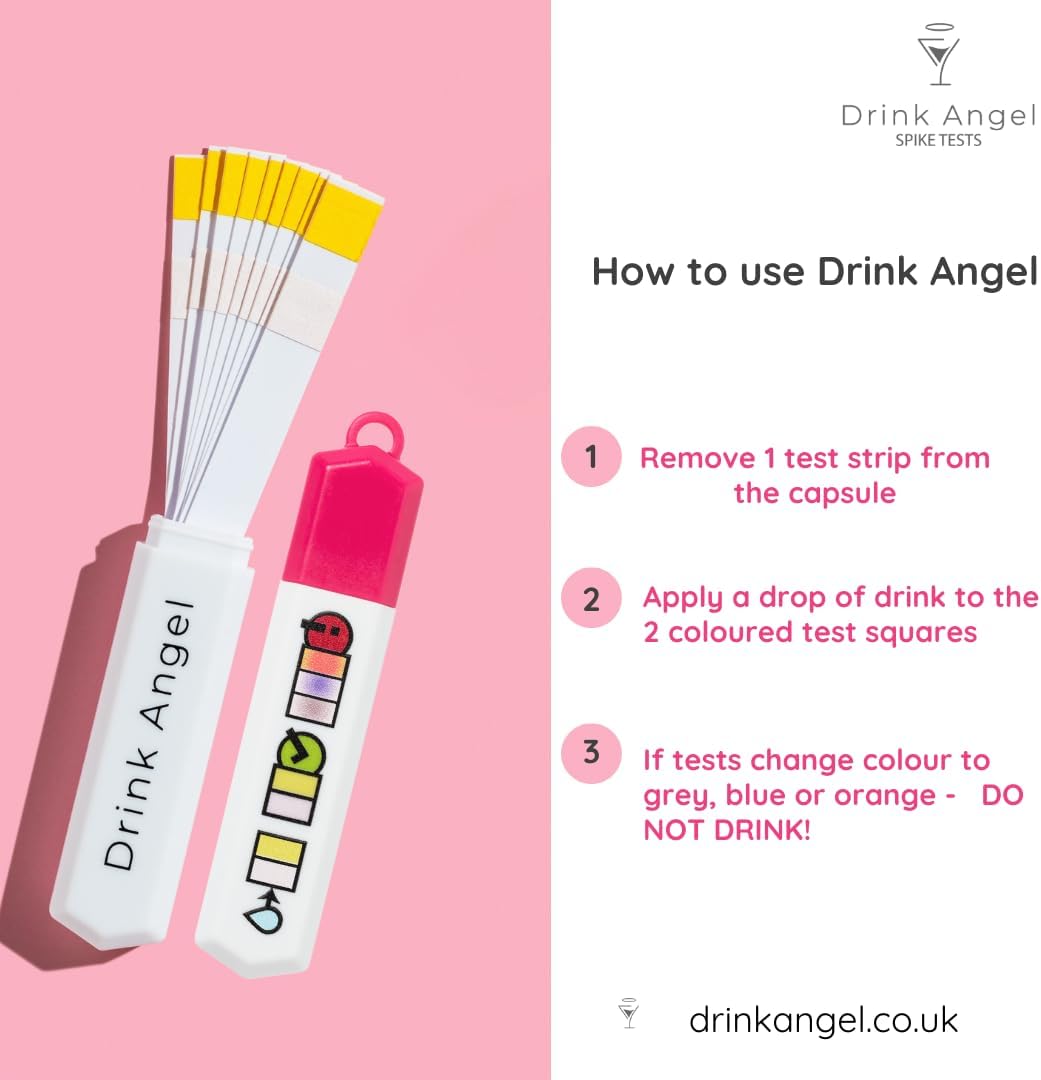 Drink Spike Test Kits - 10 Pack Discreet On-The-Go Testing Kits | Clinically Tested Tests | Anti Spike Tests | Drink Spiking Prevention (Neon Pink) - Image 2