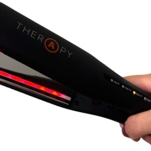 Therapy Iron - 1 1/4" Ceramic an Titanium Plates with Infrared Technology That Repairs Hair (Black)