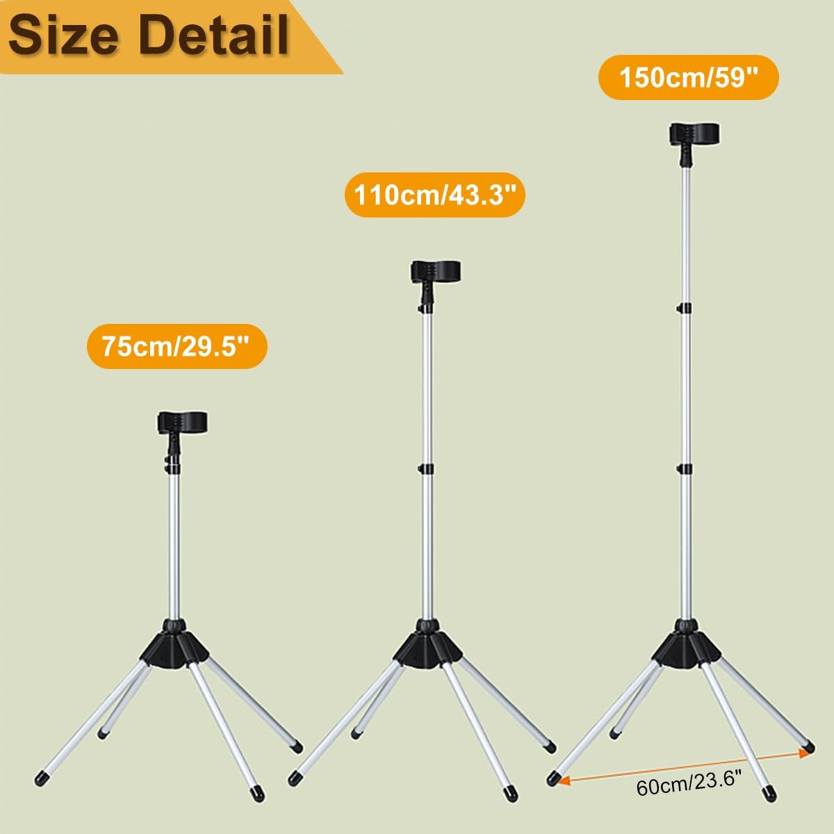 Hair Dryer Stand Hands Free, Portable Hair Dryer Holder Stand with Clamp & Non-Slip Quadpod, 63in/160CM Adjustable Floor Blower Stand Holder, Heavy Duty 360° Rotatable Foldable Lazy Hairdryer Standup - Image 8