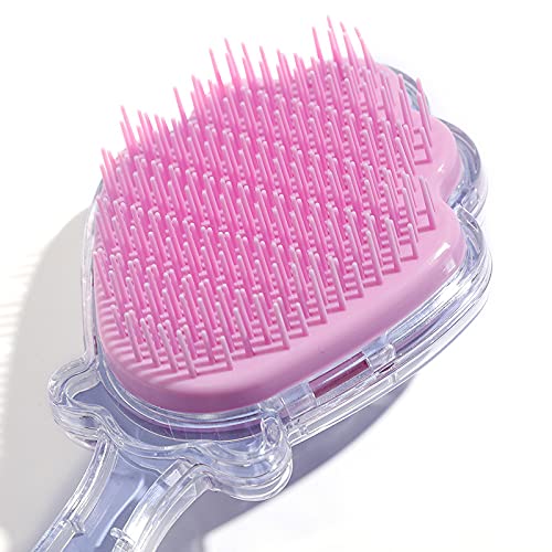 Mermaid Detangler Hair Brush, Detangling Hair Comb Christmas Shell Glitter Comb Hairbrush Massage Scalp No Pain Detangler for Dry & Wet Hair Kids Girls Woman (Pink) - Image 3