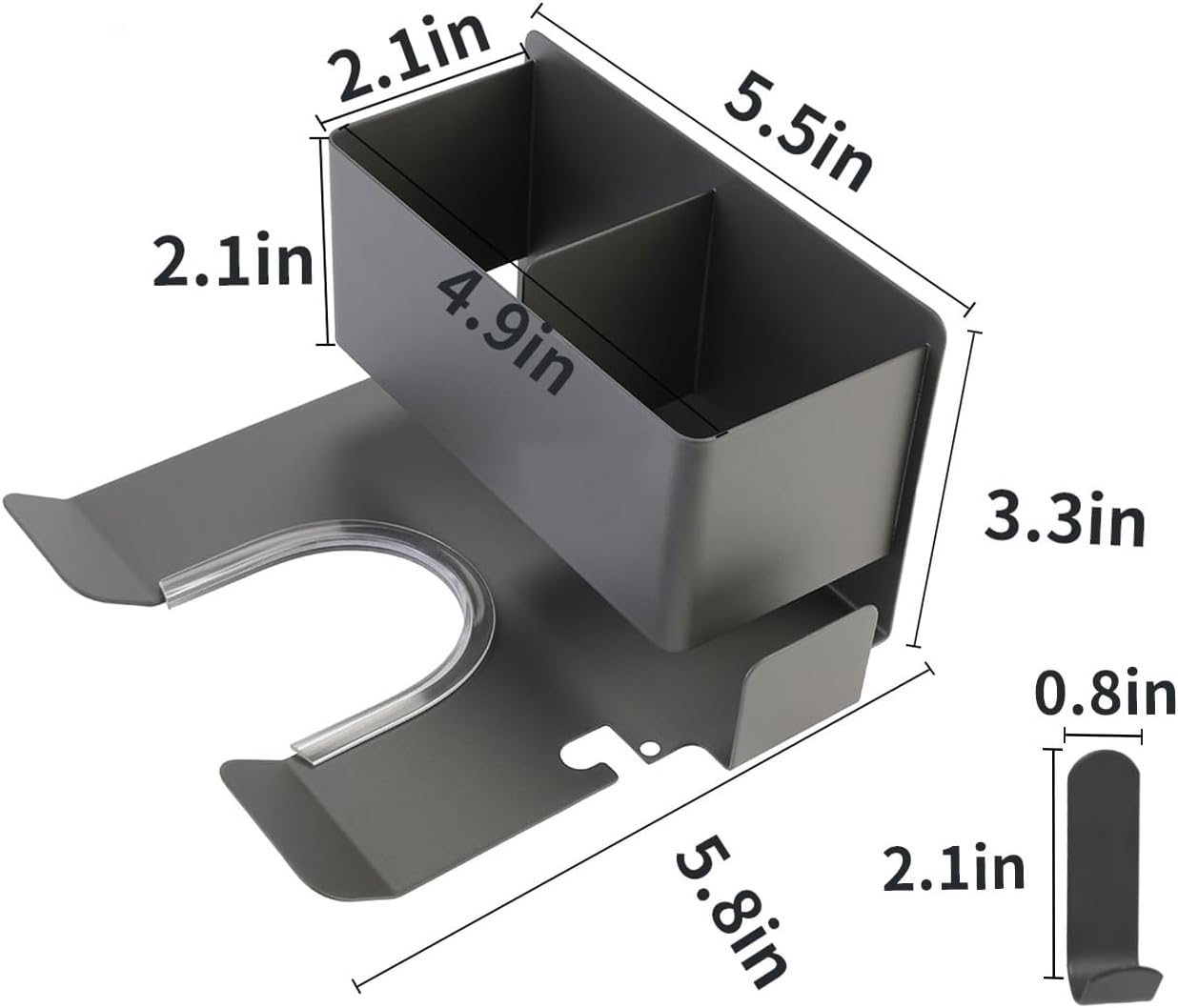 Hair Dryer Holder Wall Mounted, Blow Dryer Holder for Bathroom, Self Adhesive Hair Tool Organizer Compatible, Stainless Steel Blow Dryer Holder with Most Types of Hair dryers(Gray) - Image 4