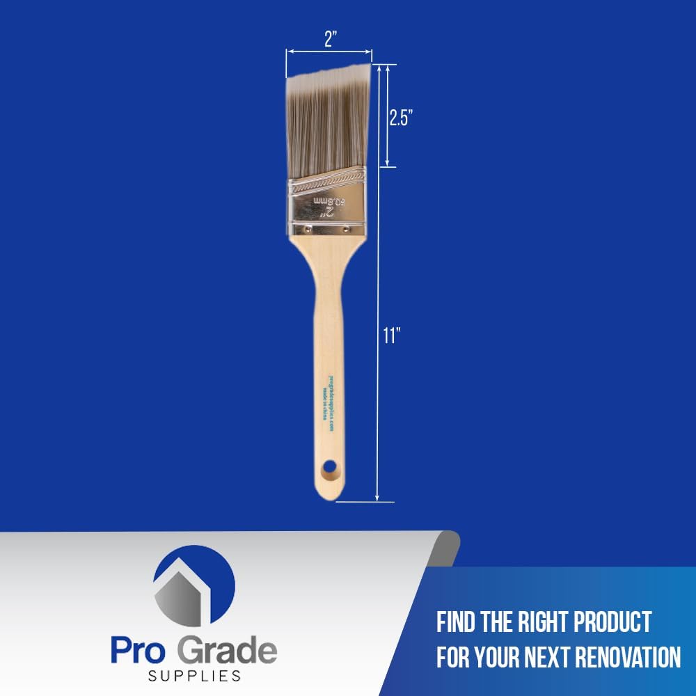 Pro Grade 2 Inch Angle Paint Brush 3-Pack for Latex and Oil Paints - Image 2
