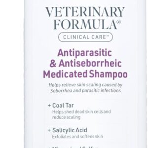 Veterinary Formula Clinical Care Antiparasitic & Antiseborrheic Medicated Dog Shampoo, 16 oz – Paraben, Dye, Soap Free – Hydrating and Antifungal Shampoo for Dogs, White