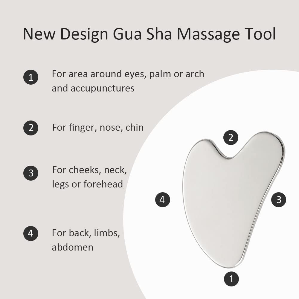 Yeamon Gua Sha Facial Tools and Face Roller Set, Facial Massage Tool for Women’s Skincare Routine,Cooling Stainless Steel Face Sculpting Eyes Roller Guasha for Daily Use or Self-Care Gift for Women - Image 4