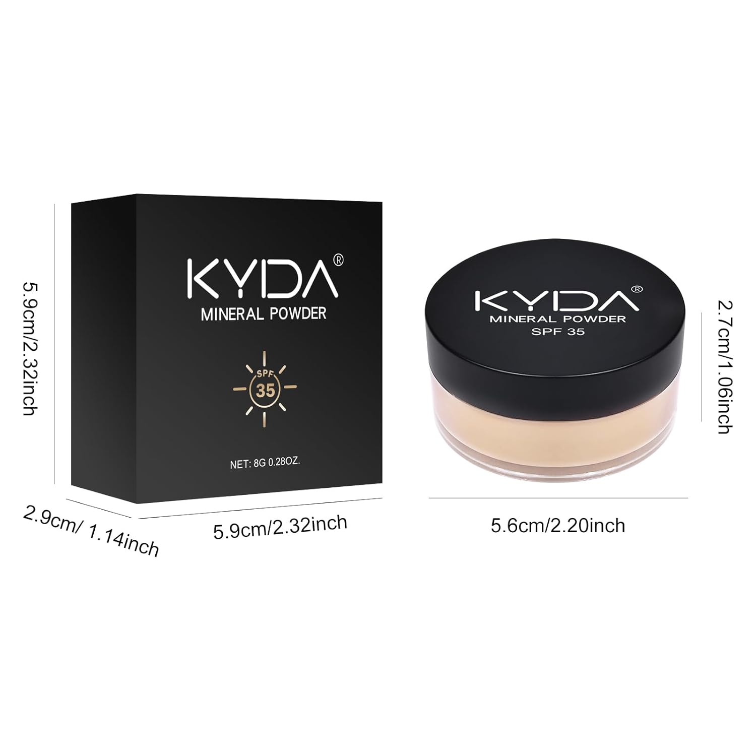 KYDA Mineral Powder Foundation, SPF 35, Lightweight Loose Powder Foundation, Skin-improving Mineral Foundation, Buildable Coverage, Natural Glow Base Makeup, 0.28 oz, Fair Light - Image 7