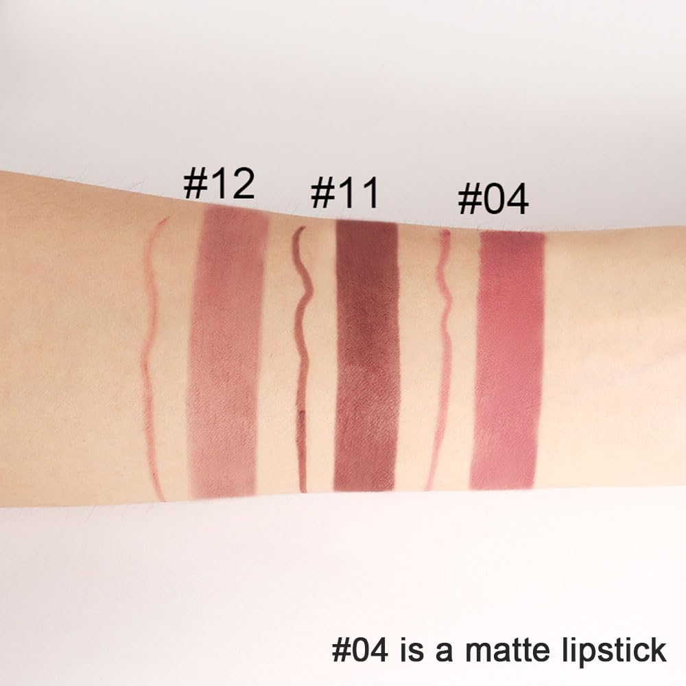 Kaely 2-in-1 Nude Brown Lip Liner & Lipstick Set Kit for Women, Matte Lips Kit with Lip Liner Lip Stains Long Lasting Waterproof 24 Hour Lipstick and Lip Liners Combo Lipliners Pencil Set 12 - Image 4