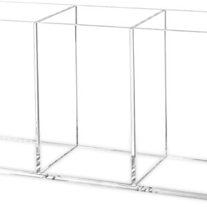 Clear Makeup Brush Organizer,Acrylic Cosmetic Brushes Storage Holder with 3 Slots,Pencil Pen Holder for Desk,Desk Organizer and Accessories for Vanity
