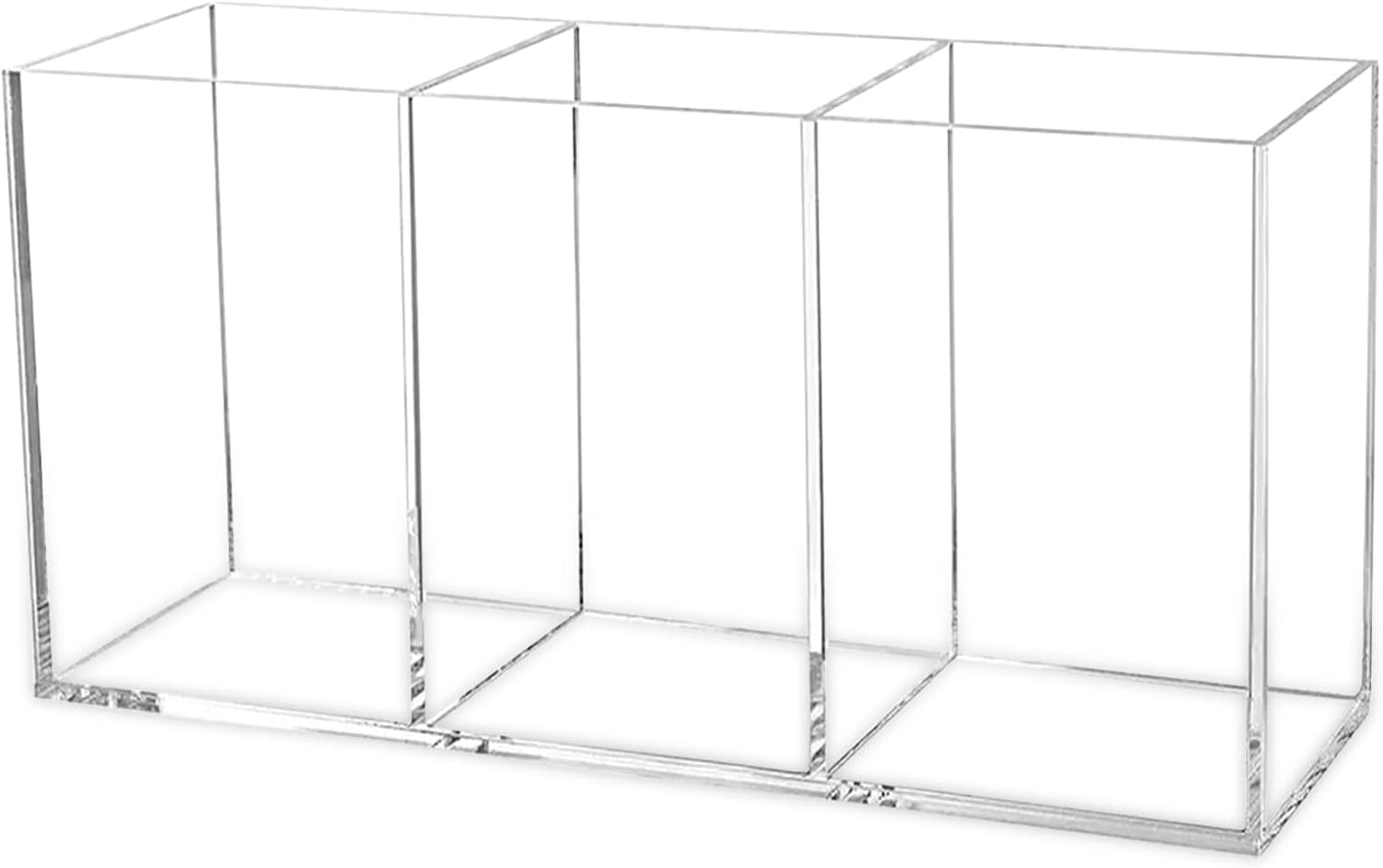 Clear Makeup Brush Organizer,Acrylic Cosmetic Brushes Storage Holder with 3 Slots,Pencil Pen Holder for Desk,Desk Organizer and Accessories for Vanity