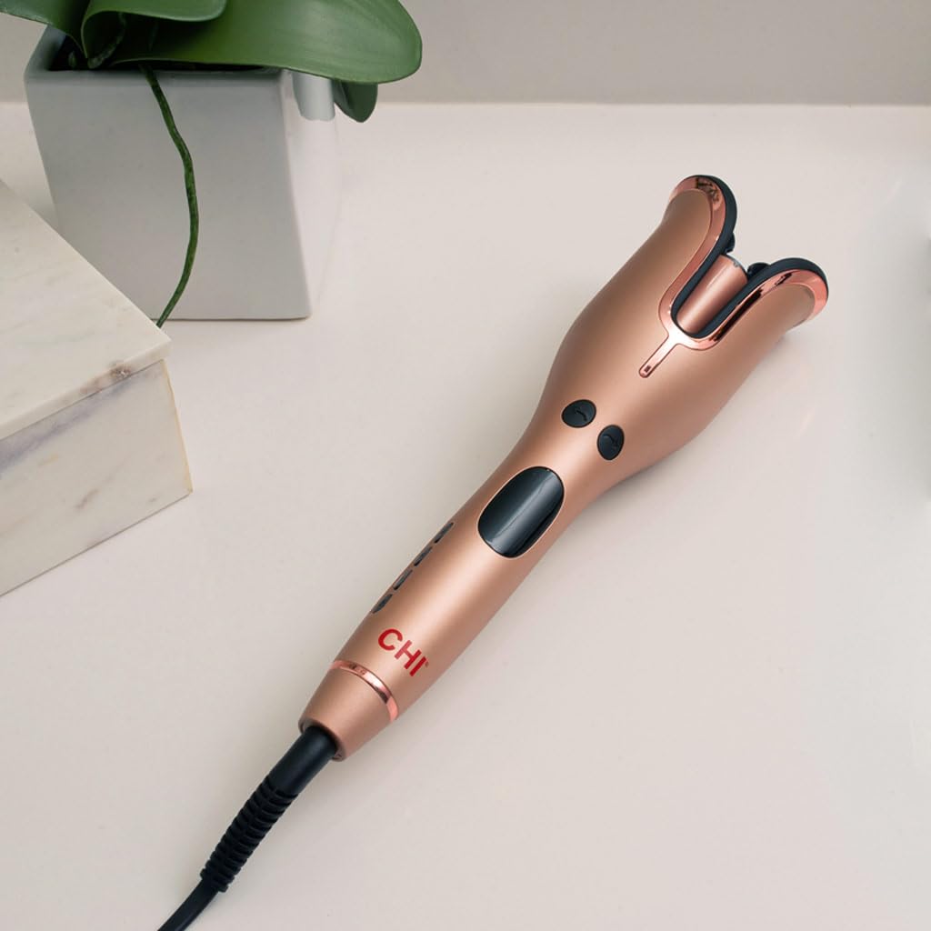 CHI Spin N Curl, Curling Iron For Healthy & Shiny Effortless Curls & Waves, Provides Preset Temperature Settings For Each Hair Texture, Rose Gold - Image 5