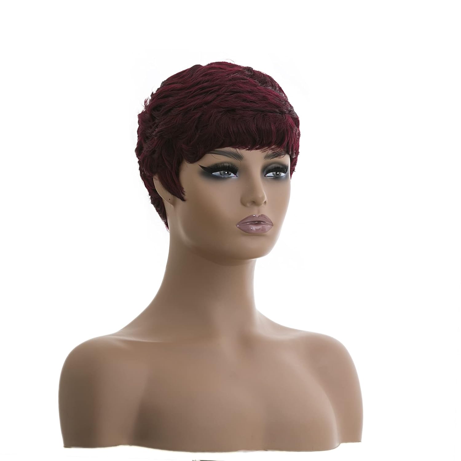 Short Burgundy Pixie Cut Wigs for Black Women Pixie Cut Wigs Burgundy Color Short 99j Wine Red Color for Black Women (Wine Red) - Image 4