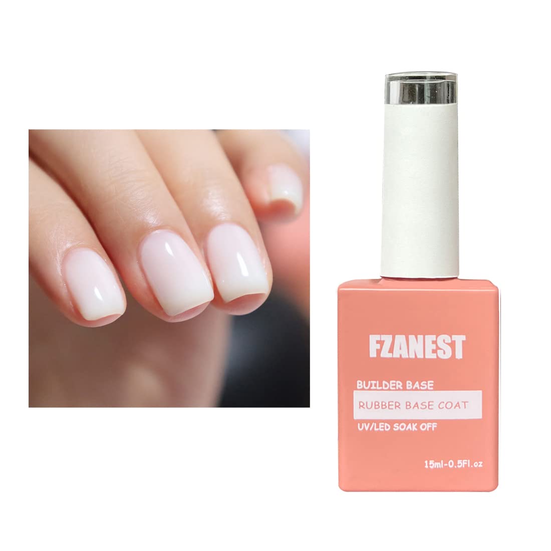 FZANEST Builder Gel For Nails, Milky White Gel Polish Rubber Base For Nail Thickening Strengthener Extension LED Lamp Cured Color Base in A Bottle