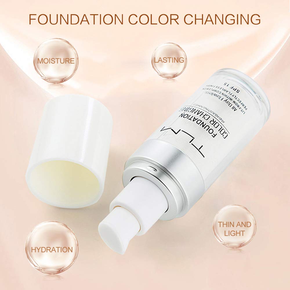 TLM Colour Changing Foundation - Flawless Coverage, Lightweight Formula, Adapts to Skin Tone, Hides Wrinkles & Lines, Hydrating & Long-Lasting, BB Cream Makeup Base Concealer Cover - Image 3