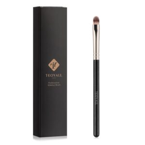 TEOYALL Flat Rounded Concealer Brush, Soft Dense Synthetic Bristles Blending Brush For Powder Cream Concealer Eyeshadow