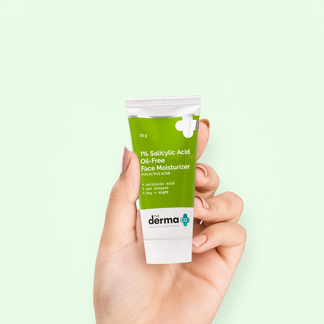 The Derma Co 1% Salicylic Acid Oil-Free Face Moisturizer | Helps Control Active Acne & Oil | Deep Hydration with a Matte Finish | Suits Oily, Acne-Prone Skin | 1.76 Oz/50g - Image 2