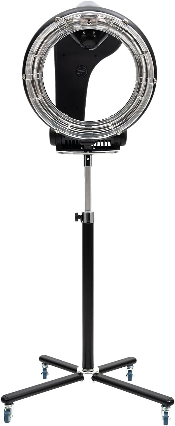 Hair Dryer, 1200W Hair Salon Color Processor Dryer with Infrared Technology, 6 Modes, 360 Efficient Heating, Adjustable Height, Rolling Base for Salon & Home Use, Quiet Care, Black