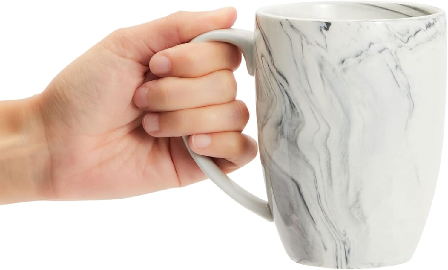 Juvale Set of 4 Grey Marble Ceramic Mugs for Coffee, Hot Cocoa, Tea (16oz) - Coffee Mugs Set of 4 - Marble Cup - Image 3