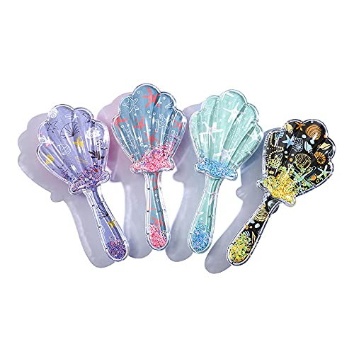 Mermaid Detangler Hair Brush, Detangling Hair Comb Christmas Shell Glitter Comb Hairbrush Massage Scalp No Pain Detangler for Dry & Wet Hair Kids Girls Woman (Pink) - Image 5