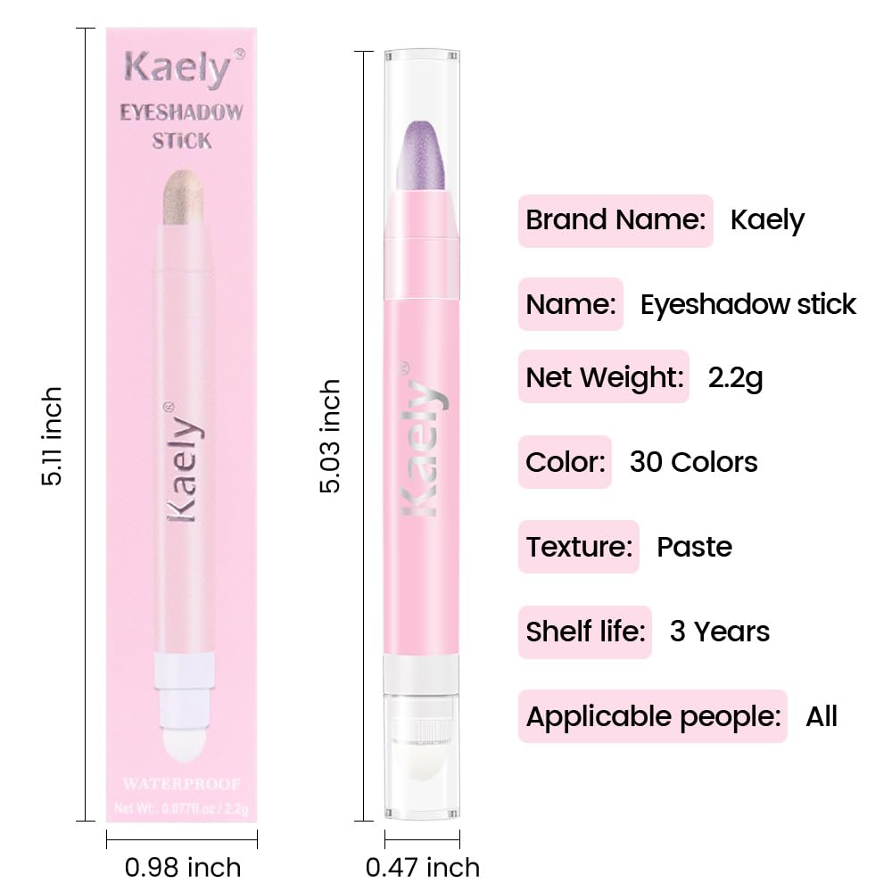 evpct 1Pcs Violet Purple Shimmer Cream Eye Shadow Brightener Sticks for Eyes Waterproof Pigmented, Double Ended Cream Eyeshadow Stick Pencil Pen with Applicator, Eye Shadow Palette Highlighter Makeup - Image 6