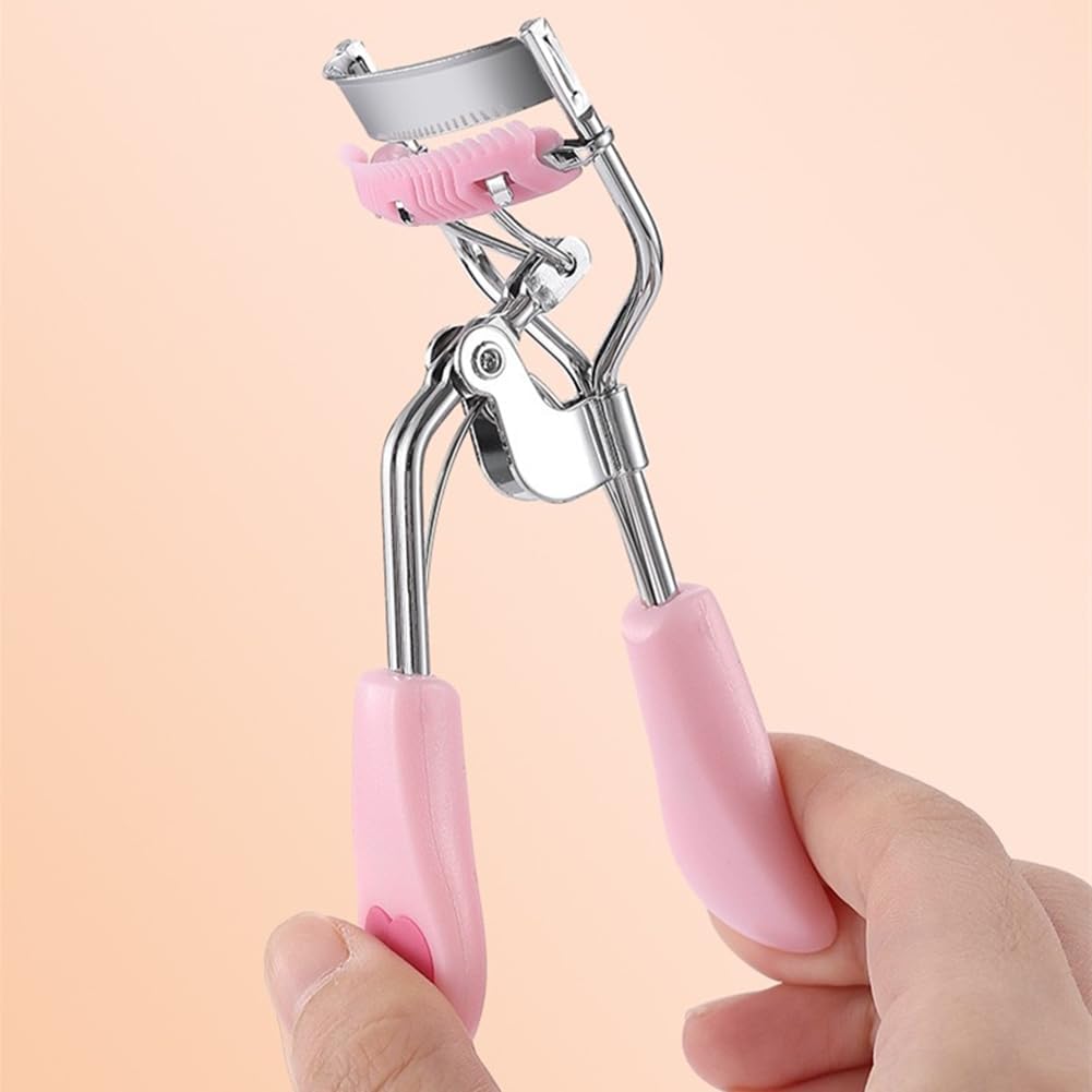Stainless Steel Eyelash Curler with Built-in Comb Pinch Pain-Free Suitable for Any Eye Shapes and Sizes, with 5 Silicone Refill Pads (Light Pink) - Image 5