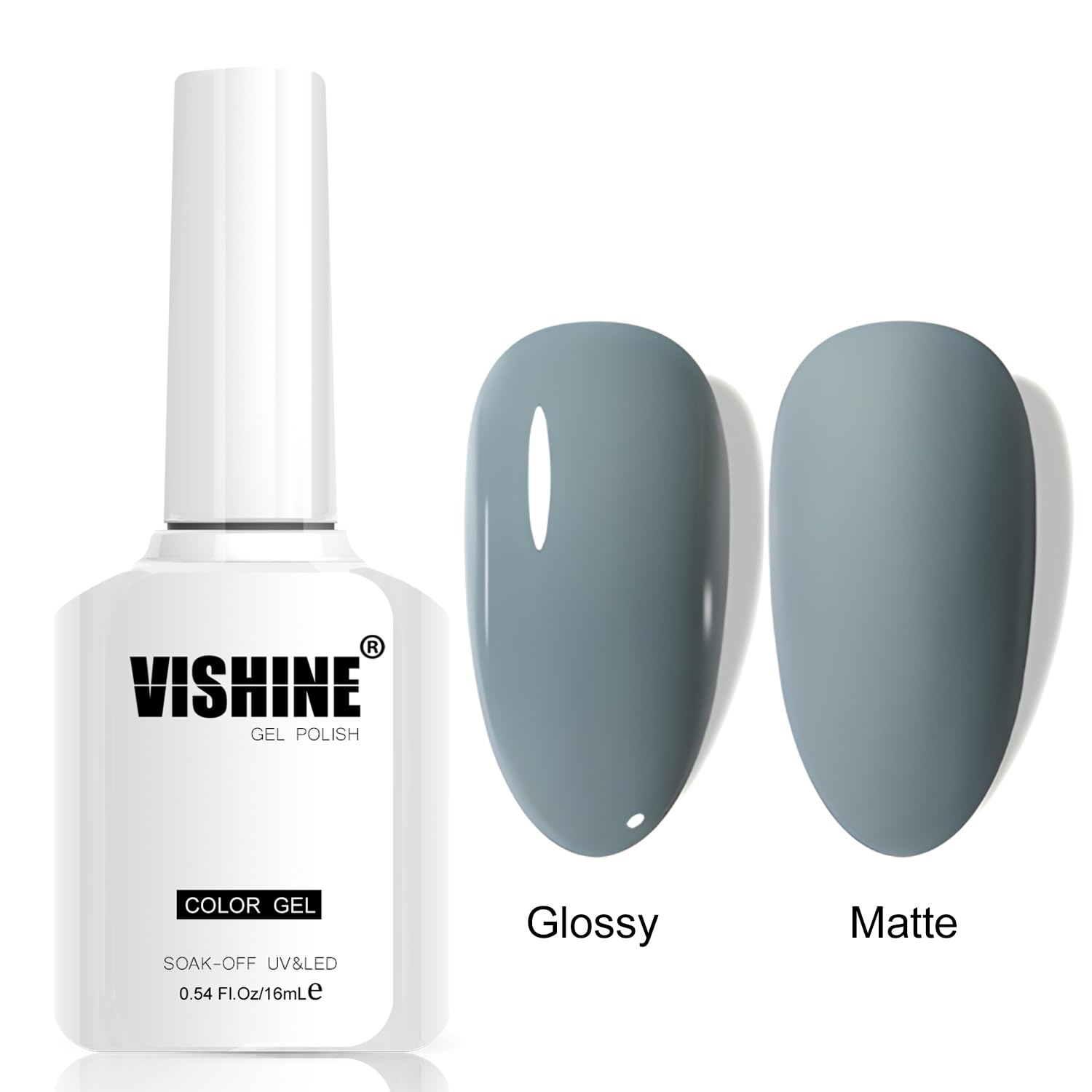 Vishine Blue-Gray Gel Nail Polish, 1 Pcs 16ml Soak-Off UV LED Gel Polish for DIY Nail Art & Home Manicure, Shade L340 Mystery Blue-Gray - Image 3