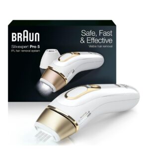 Braun IPL at Home Laser Hair Removal for Women and Men, Silk Expert Pro 5 PL5137 with Venus Swirl Razor, Permanent Visible Hair Reduction in Hair Regrowth for Body & Face, Corded, PL5137
