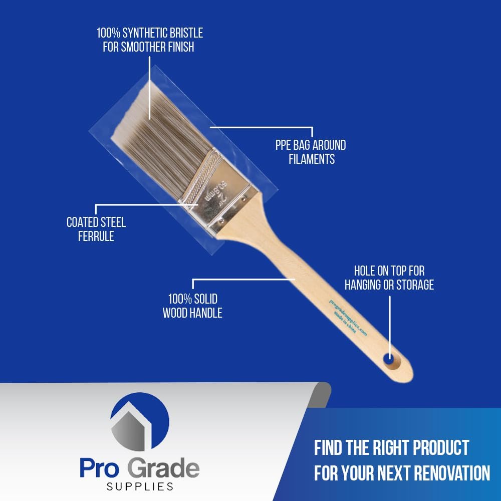 Pro Grade 2 Inch Angle Paint Brush 3-Pack for Latex and Oil Paints - Image 3
