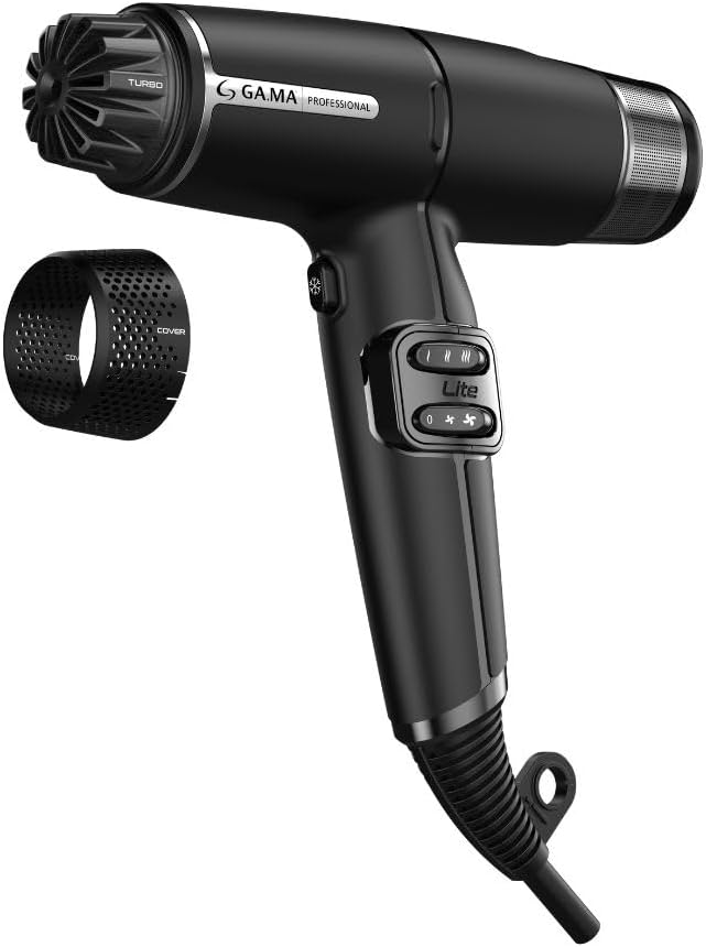 IQ LITE | IQ Perfetto | Hair Dryer by GaMa Italy | 110,000 RPM Brushless Motor | Turbo Venturi Technology | Oxy-Active Technology | Black