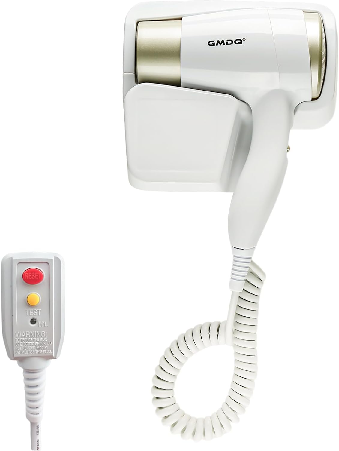 Wall Mounted Hair Dryer for Bathroom - 110V Professional Blow Dryer with Fast Drying Salon Motor, Heavy Duty Wall Mount Hairdryer with Stand Rack, Includes Screws+Adhesive