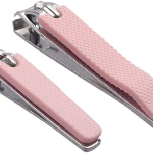 Rocutus 2pcs/Set Nail Clippers Set Portable Nail Scissors Toenail Clippers Nail Clippers,Adult Pedicure Nail Clippers,Fingernail Clippers Household Foot Manicure Scissors Manicure Tools (Pink)