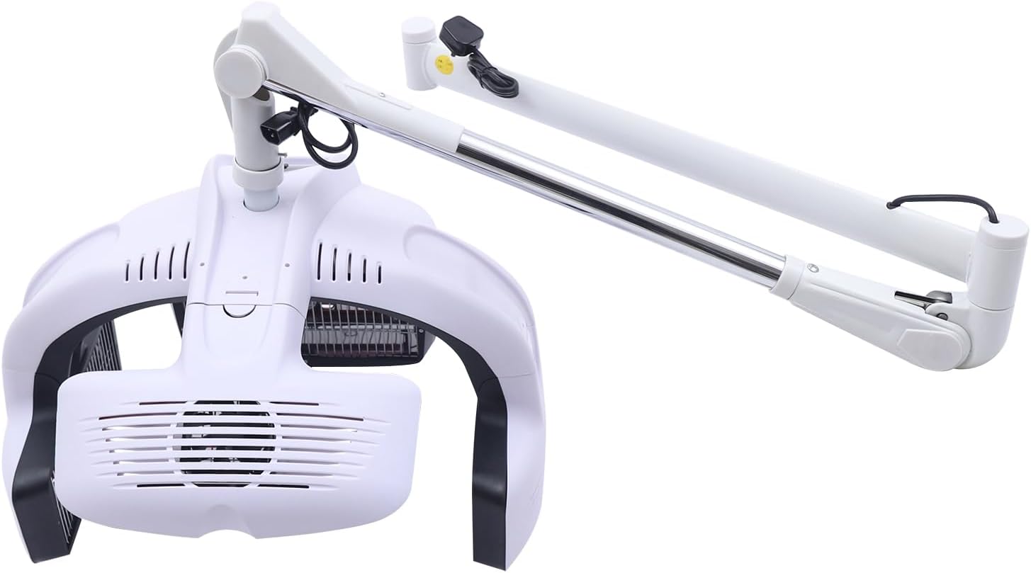 Hairdressing Hair Dryer 1250w Wall Mounted Hair Dryer Salon Infrared Rolling Hood Hair High Efficiency Color Processor with 5 Heated Plates Adjustable Swing Arm for Barbershops