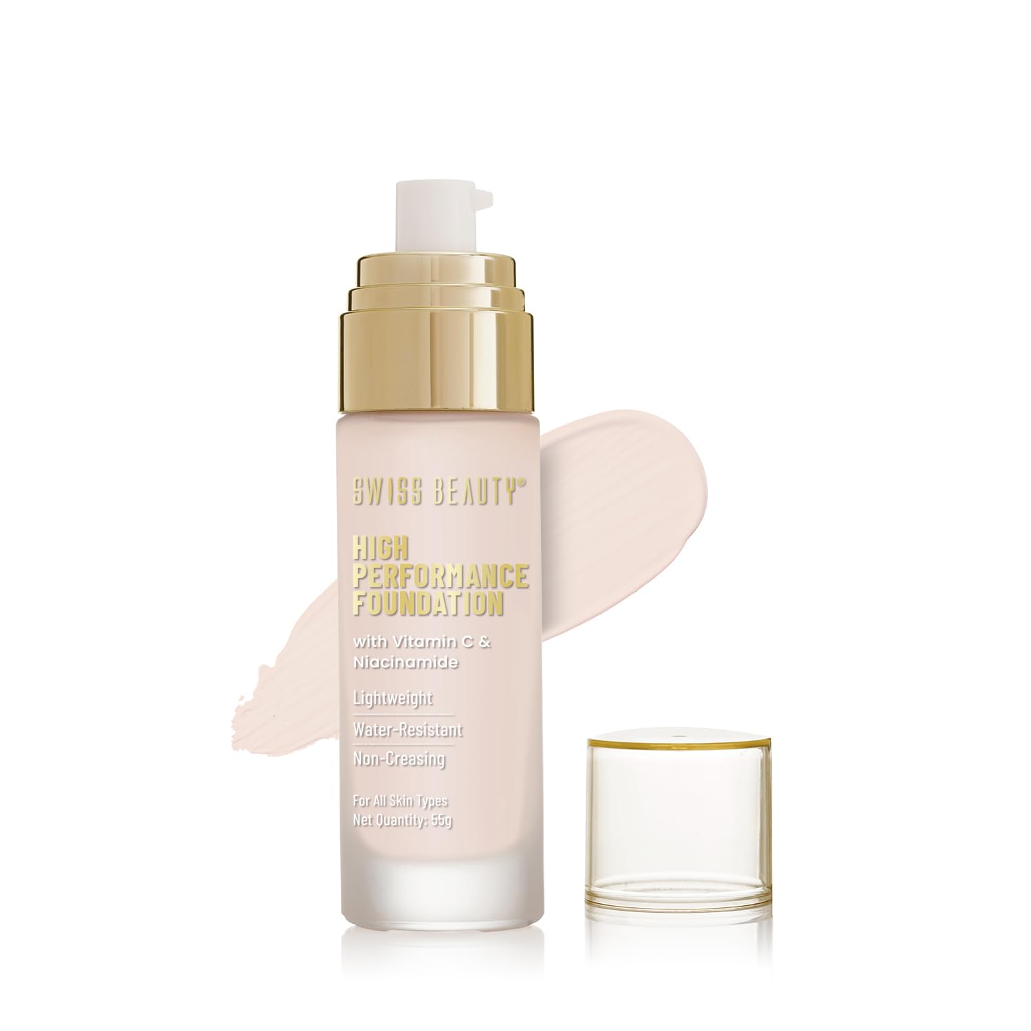 High Performance Liquid Dewy Foundation For All Skin Type | Water-Resistant | Medium To Buildable Coverage | Lightweight | Easy To Blend | With Vitamin C & Niacinamide | 01 White Ivory