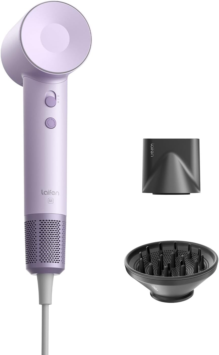 Laifen Hair Dryer SE, 200 Million Negative Ionic Blow Dryer with 105,000 RPM Brushless Motor 1400W Powerful Fast Drying High-Speed Low Noise Hairdryer with Magnetic Attachments