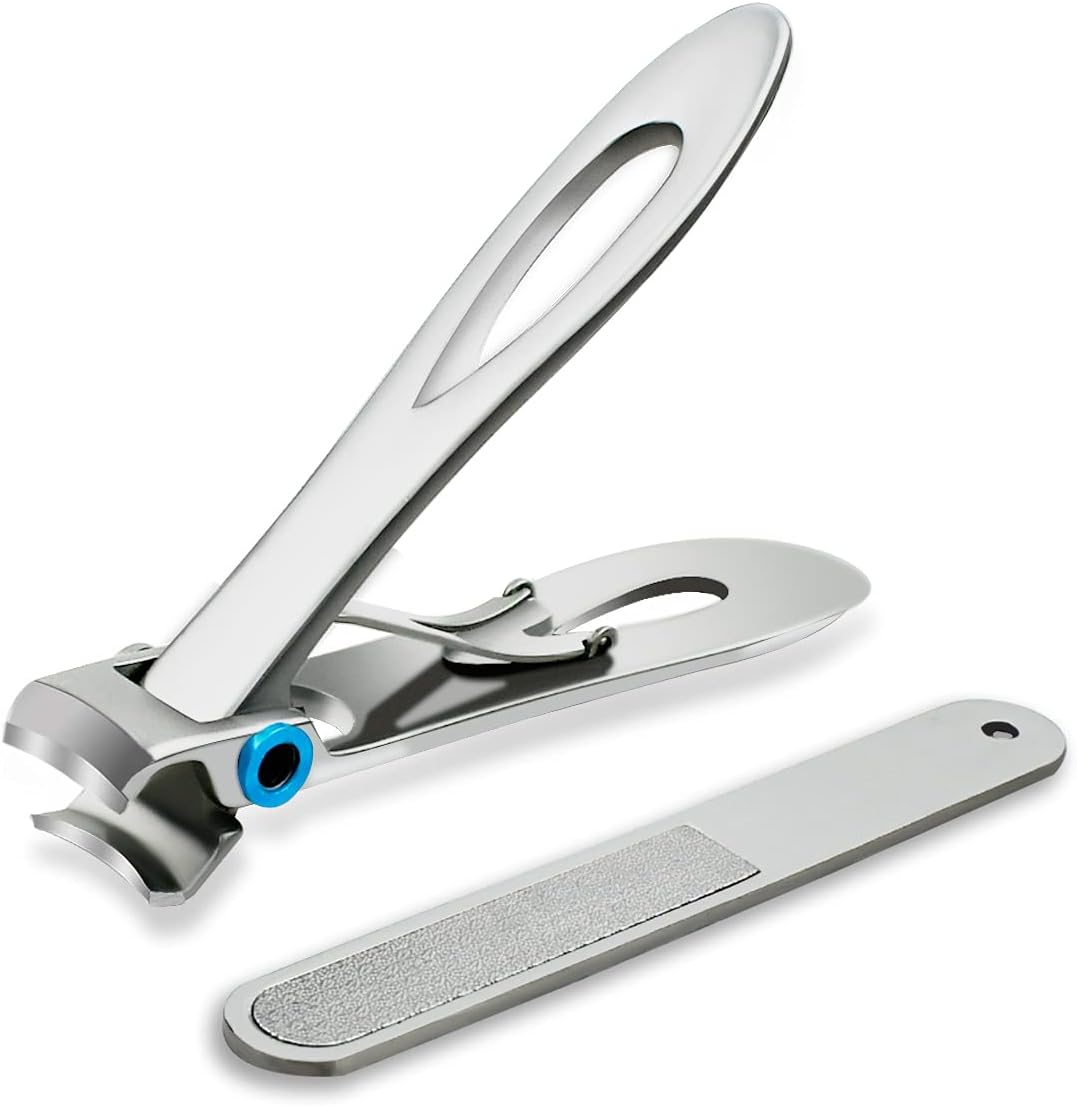 Nail Clippers for Thick Toenail 15mm Wide Jaw Opening Nail Clipper Stainless Steel Thick Fingernail Clippers for Men & Women Oversized Seniors Nails Cutter Extra Large Toenails Clippers (Silver)