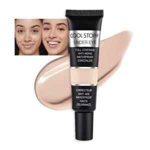 Kaely Under Eye Concealer for Older Women, Color Correcting Full Coverage Concealer for Dark Circles, Puffiness, Redness, Corrector de ojeras, Waterproof Anti Aging, Natural Matte Finish, light W