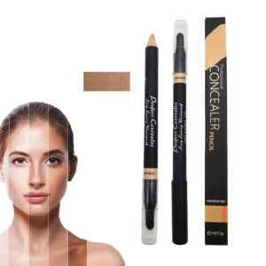 AKARY Face Full Range of Concealers Pencil for Face, 2 in 1 Dual-Sided Eyebrow Face Concealer Crayon Highlighter Stick, Professional Waterproof Foundation Concealer for Eye Dark Circles, Acne Marks, Concealer Pencil with Brush for Men and Women (#1 Soft skin tone)