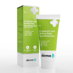 The Derma Co 1% Salicylic Acid Oil-Free Face Moisturizer | Helps Control Active Acne & Oil | Deep Hydration with a Matte Finish | Suits Oily, Acne-Prone Skin | 1.76 Oz/50g