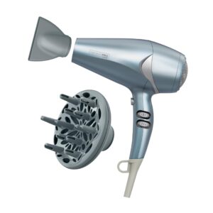 INFINITIPRO by CONAIR Hair Dryer with Diffuser, Quick Style & Shine Blow Dryer, Frizz-Free Hair, Blue