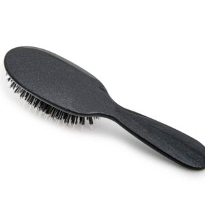 Rock & Ruddle Natural Mixed Boar Bristle Hair Brush for Women and Kids (Small 6.9") - Perfect for Wet or Dry Hair, Detangling Smoothing Blowdrying - Designed & Made in UK - Black Stardust Design