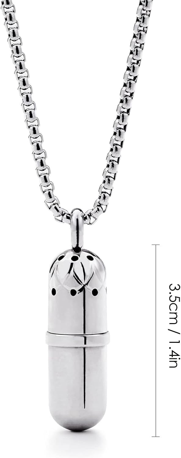 Essential Oil Necklace for Women, Aromatherapy Necklace Diffuser, Women's/Men's Fragrance Diffuser Pendant Birthday, Christmas and Valentine's Day Gifts (Silver) - Image 2