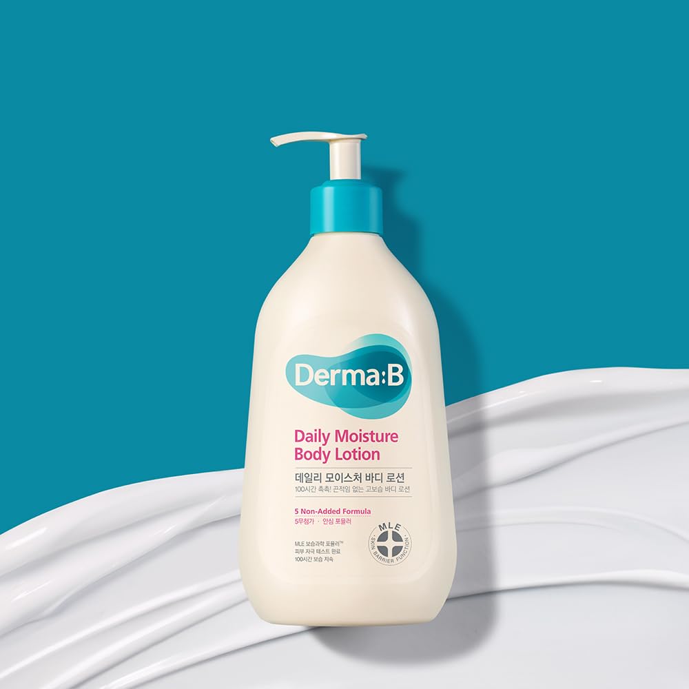 DERMA B | Daily Moisture Body Lotion | Body Cream for Dry Skin | Long-Lasting Body Moisturizer for Sensitive Skin | Woody & Powdery Scented | Skincare with Panthenol, Shea Butter | 13.5 fl oz (400ml) - Image 7