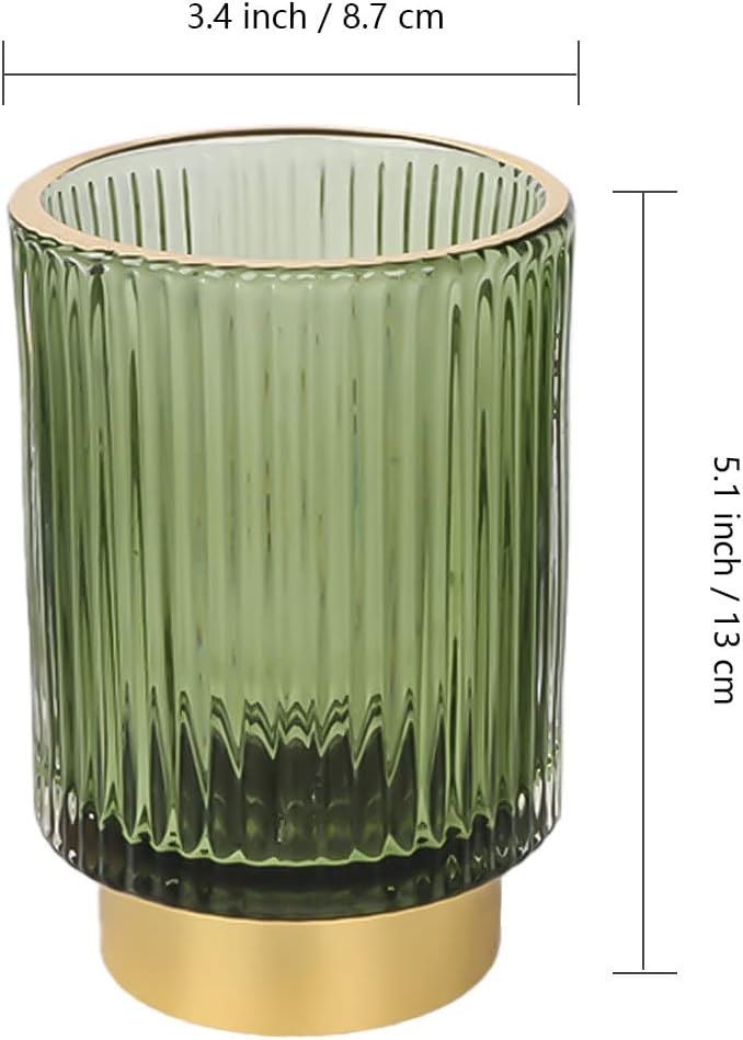 Vintage Makeup Brush Holder Organizer,Dresser Glass Brushes Holder,Vanity Cosmetic Brush Holder,Desktop Crystal Eyeliners Eyebrow Pencil Storage Cup Holder for Countertop (Large Green) - Image 6