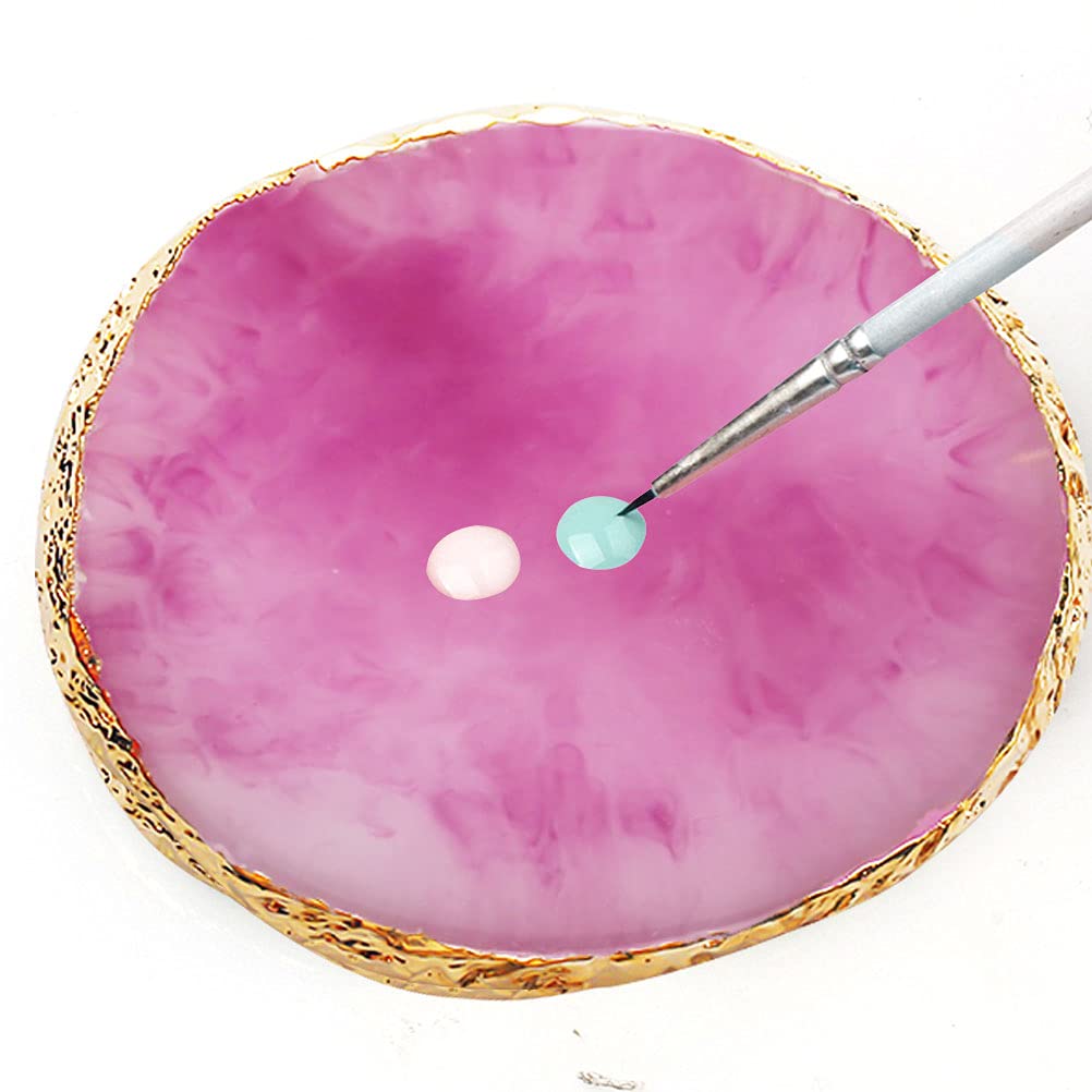 2 Piece Purple White Resin Nail Art Palette Set Gold Edge Medium - Image 6