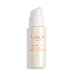 Lumene Nordic-C Skin Glow Renew Night Serum - Overnight Face Exfoliant + Hydrating Serum - Naturally Peeling AHA + Gentle PHA Combined with Face Brightening Vitamin C (1oz)